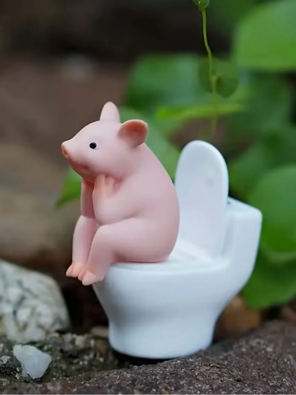Pink Pig Figurine Bath Accessory - Decorative Resin Toy